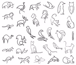 Watersticker - One Line Animals