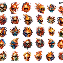 Watersticker - Skull Flames