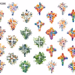 Watersticker - Cross Flowers 2