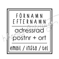 PERSONLIG - 149  Kvadrat - Nam och adress - rak