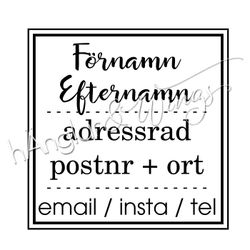 PERSONLIG - 150  Kvadrat - Nam och adress - skrivstil