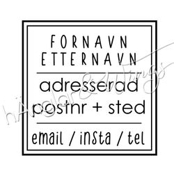 PERSONLIG - 235 kvadrat - Navn + Adresse (NORSK)