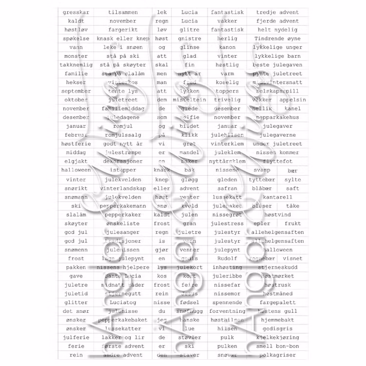 DIGI - Norska småord 2 Höst/Jul - VIT - A4 (PDF)