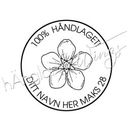 PERSONLIG - 328  Rund - 100% Håndlaget Blomst  (NORSK)