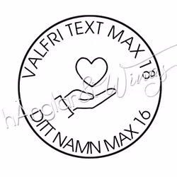 PERSONLIG - 381 Rund - Valfri text - Hand m. hjärta