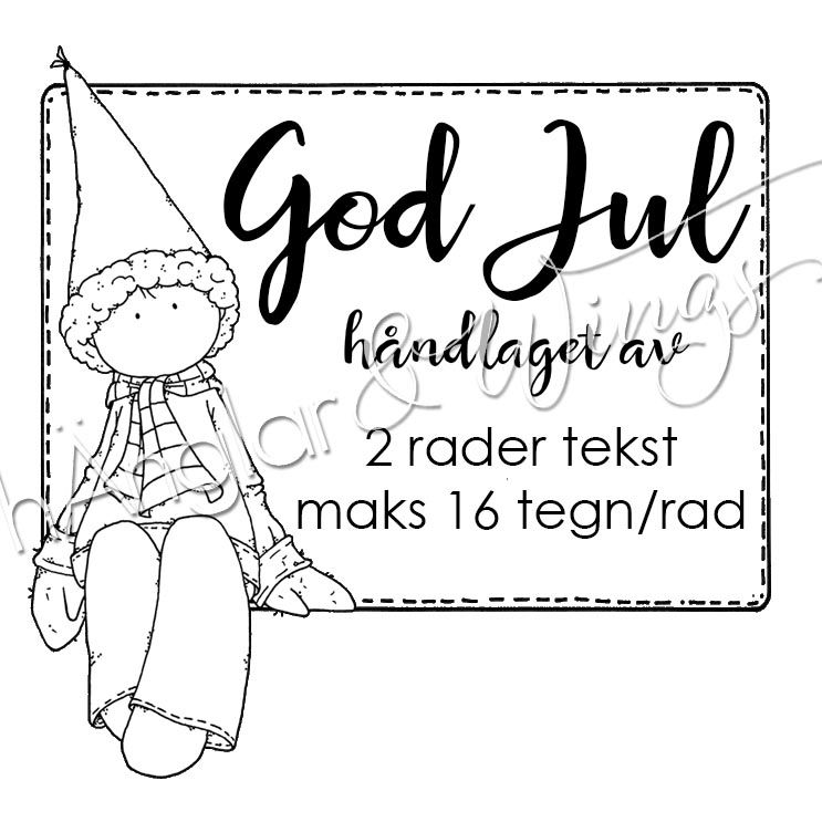 PERSONLIG - 129  Etikett med Tomte Håndlaget av (Norsk)