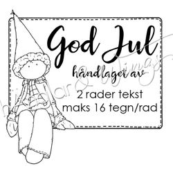 PERSONLIG - 129  Etikett med Tomte - Håndlaget av (NORSK)