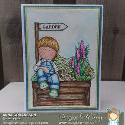 RETIRED - Clear Stamps - Sittande Trädgårdspojke / Sitting Gardener Boy