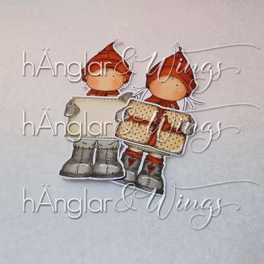 UTGÅTT - Clear Stamps - Tomtar med paket och skylt