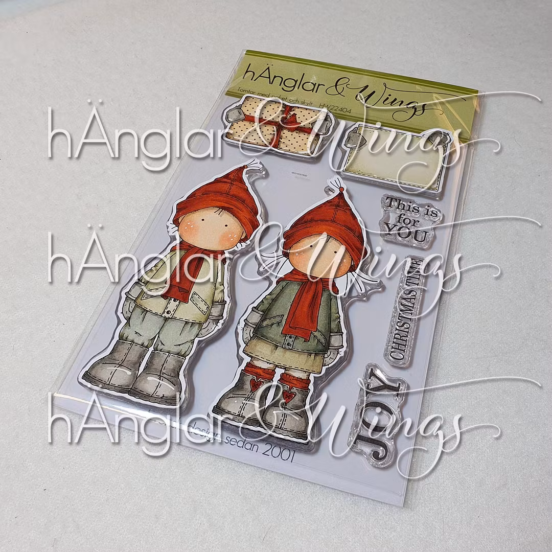 Clear Stamps - Tomtar med paket och skylt