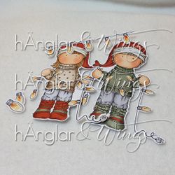 Clear Stamps - Tomtar med Ljusslinga / Santas with String of Lights