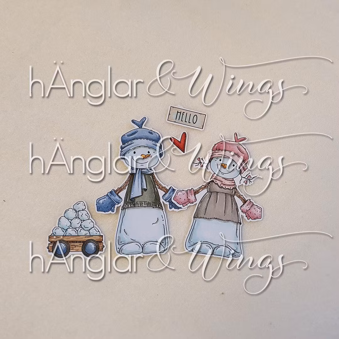 Clear Stamps - Snögubbar med vagn