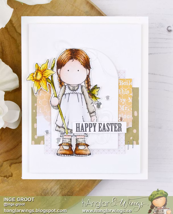 Clear Stamps - Flicka med Påsklilja / Girl with daffodil  A7