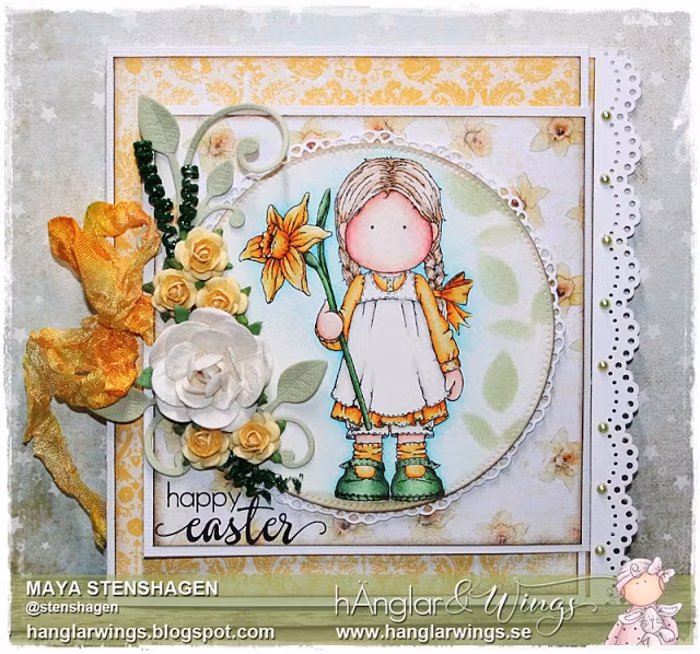 Clear Stamps - Flicka med Påsklilja / Girl with daffodil  A7