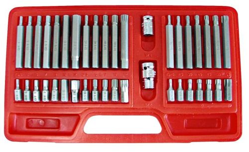 TORX BIT sats, 40st CV, T20-T55, M5-M12, HEX 4-12