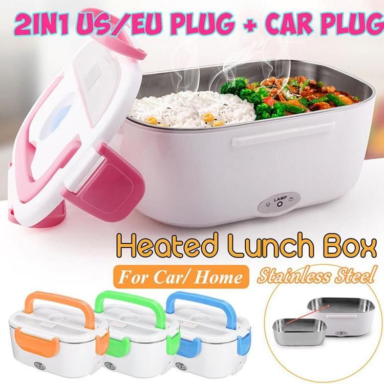 Elektrisk uppvärmd lunchbox bärbar 2 i 1, 12-24 Volt