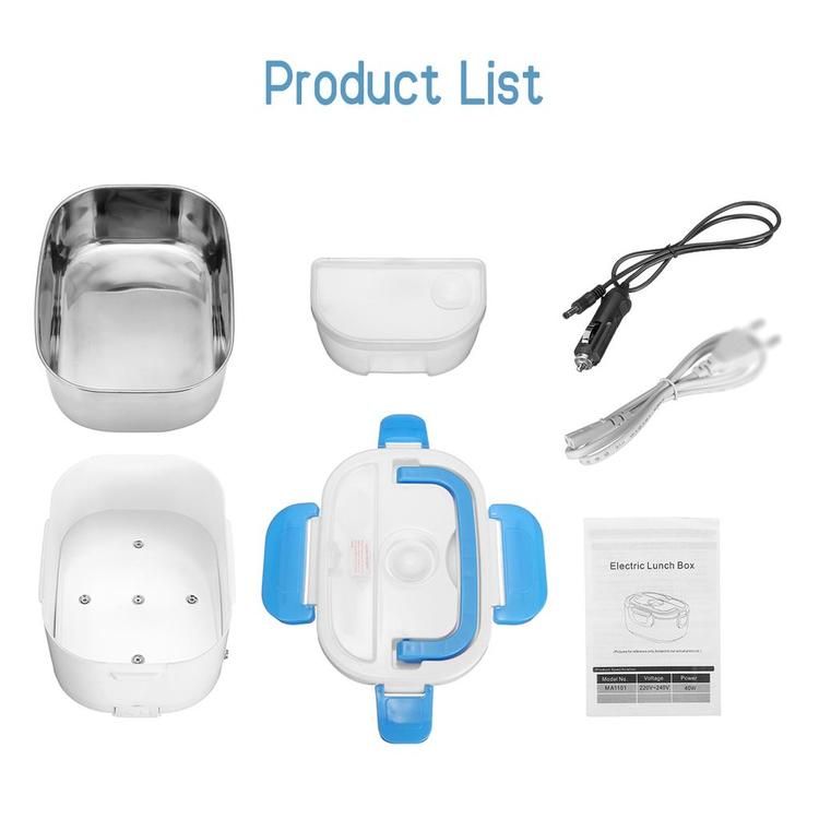 Elektrisk uppvärmd lunchbox bärbar 2 i 1, 12-24 Volt