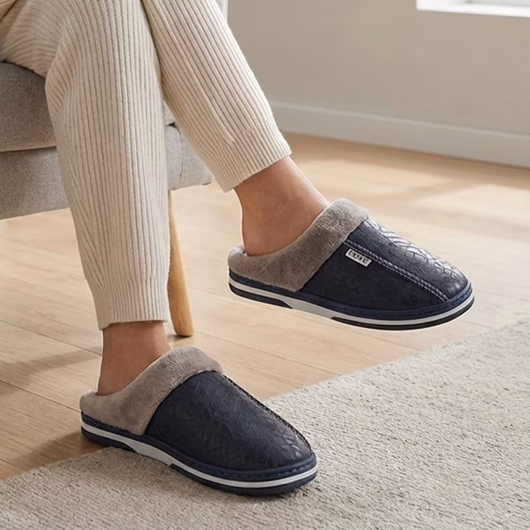 Lær tøfler (mørkeblå)