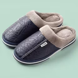 Lær tøfler (mørkeblå)