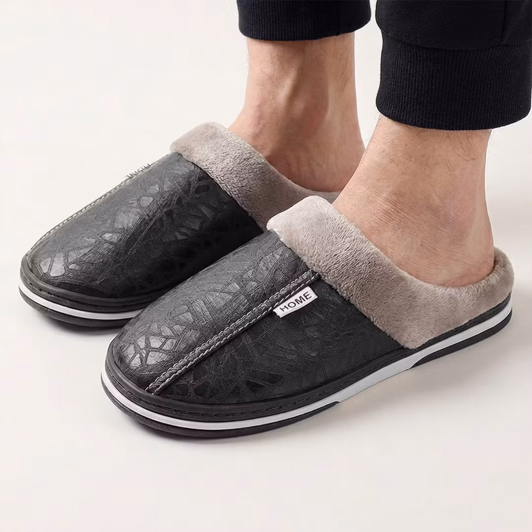 Tøfler i lær (svart)