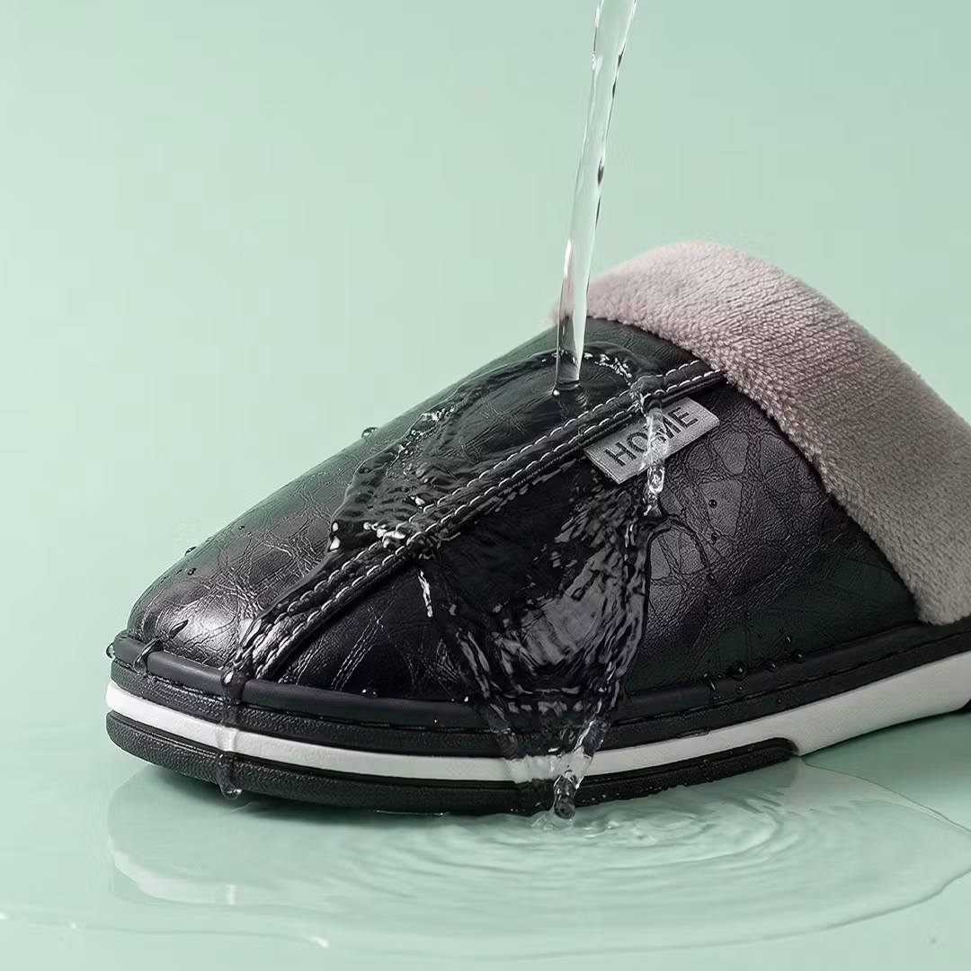 Tøfler i lær (svart)