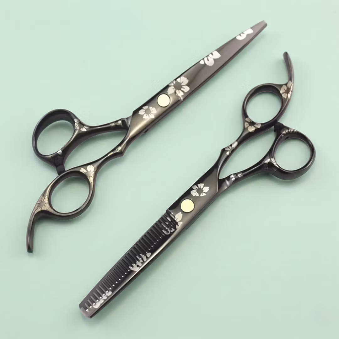 Frisørsaks blomst svart (2 stk)