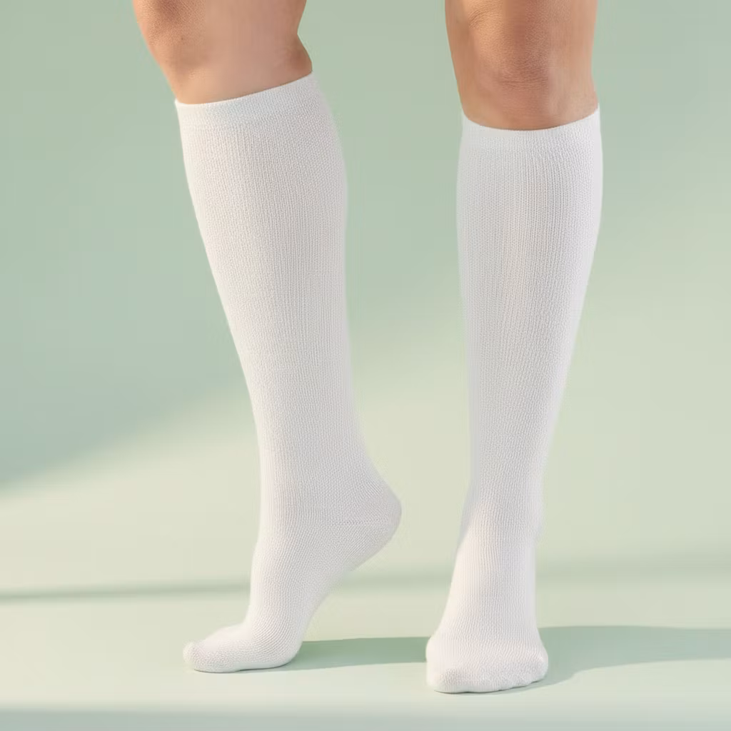 Hvite kompresjonsstrømper