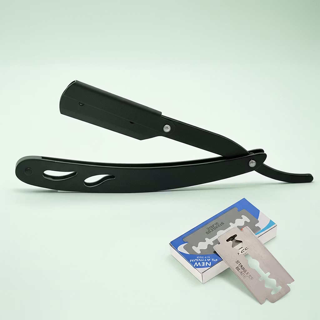 Svart barberhøvel (10 barberblad)