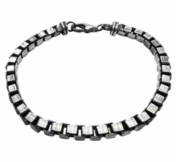 Catwalk - Boxlänk Armband Oxiderat Silver