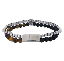 Catwalk - Armband Bead Tiger Eye / Lava Svart