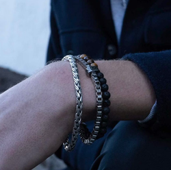 Catwalk - Armband Bead Tiger Eye / Lava Svart