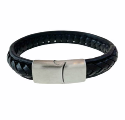 Catwalk - Flätat Läderarmband - Svart