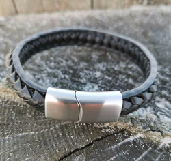 Catwalk - Flätat Läderarmband - Svart