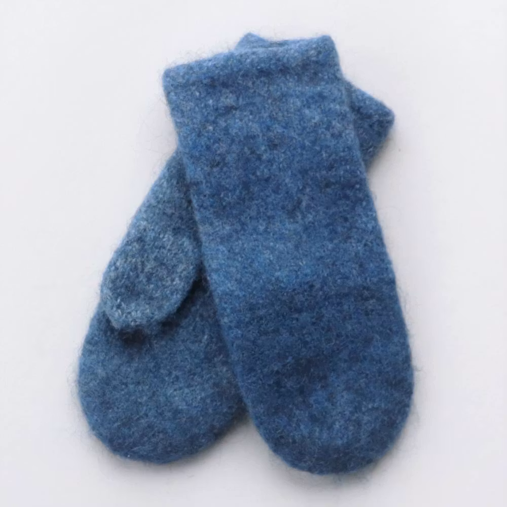 Handstickade ullvantar - Jeansblå