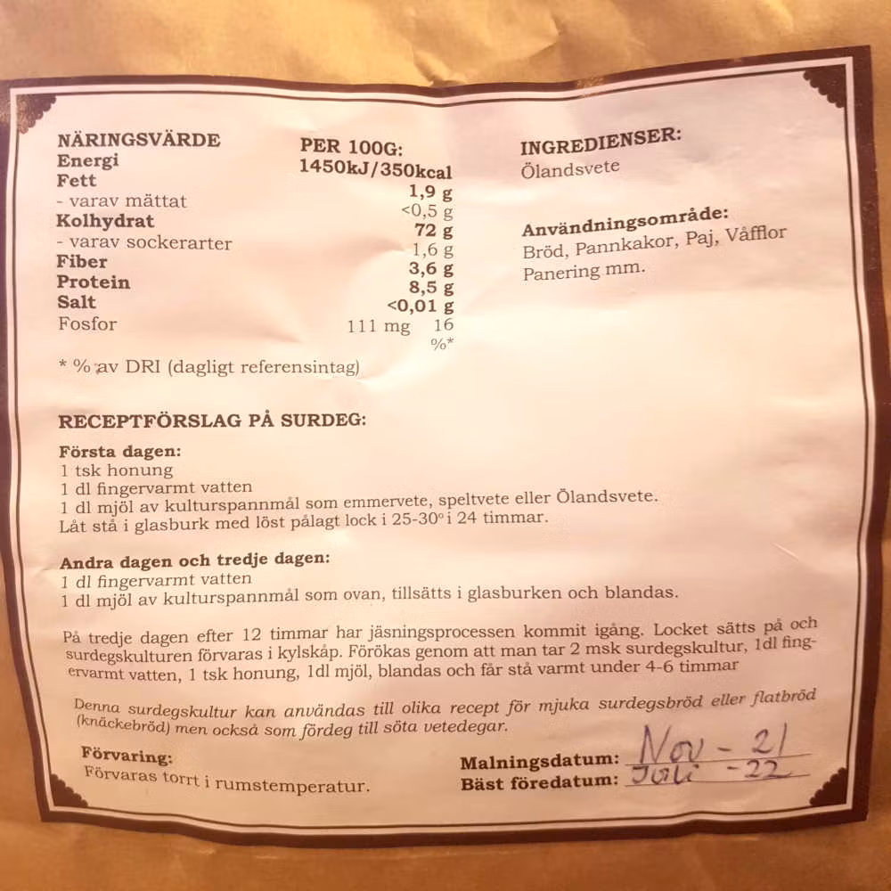 Ölandsvete - osiktat mjöl från Isgärde Kvarn