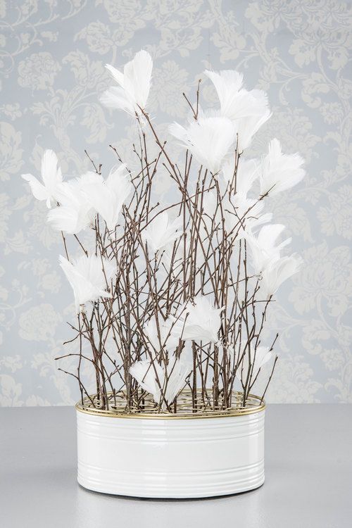 REA! Påskfjädrar Blomma Vippa x 12 - Vit