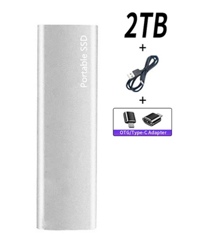 2TB Bärbar SSD Type-C USB 3.1 ssd-hårddisk Extern SSD (refurbished)