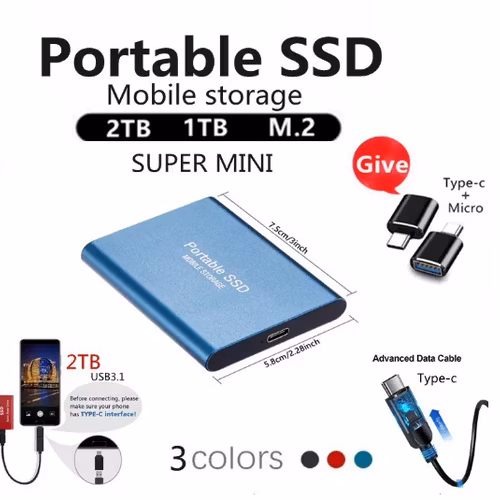 SSD 4TB USB/Typ-C-gränssnitt med hög kapacitet Mobile Mini hårddisk (refurbished)