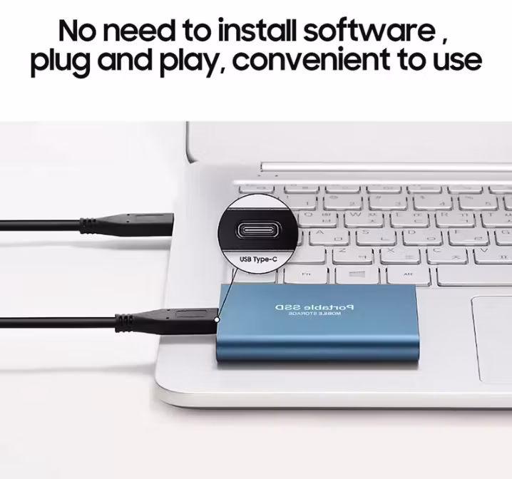 SSD 1TB USB/Typ-C-gränssnitt Extern Hårddisk (refurbished)
