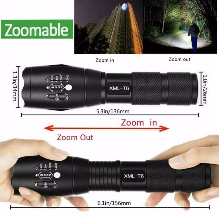 10000 Lumens XM-L T6 Zoombar Taktisk Militär Jakt LED-ficklampa Ficklampa