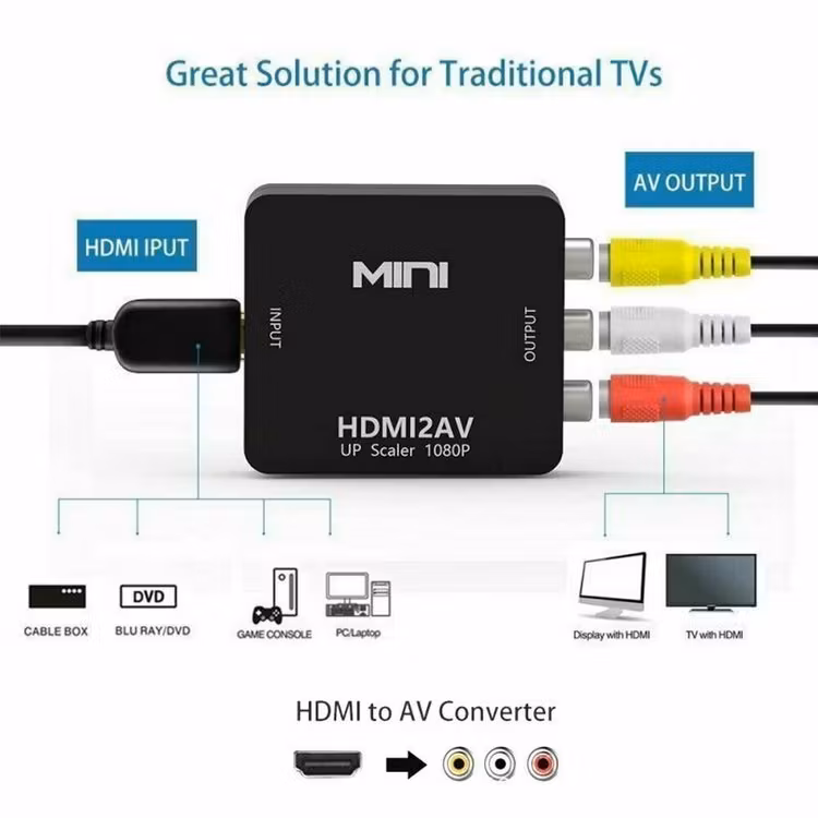 HDMI till to RCA Audio Video AV CVBS Adapter Converter Omvandlare