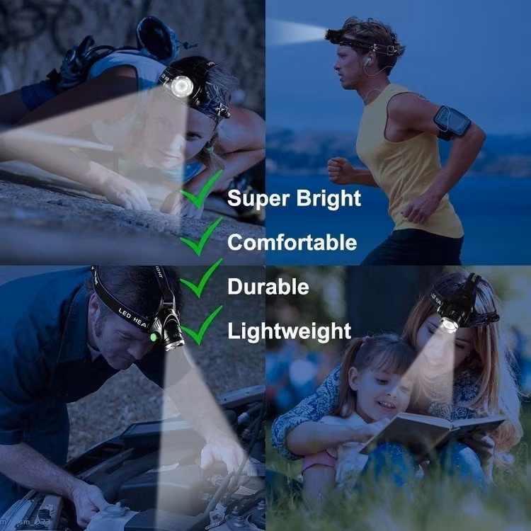 5000Lm Lumens XM-L CREE L2 V6 LED Laddningsbar Pannlampa
