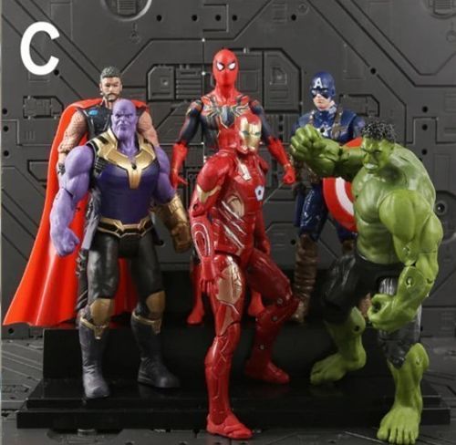 6 st Marvel Action Figurer Spiderman Iron Man Captain America Hulk mm  Deluxe 2019
