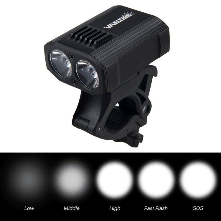 Superstark Uppladdningsbart Cykellampa Cykelljus Framlampa 2 LED 1200 Lumen
