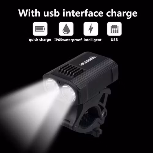 Superstark Uppladdningsbart Cykellampa Cykelljus Framlampa 2 LED 1200 Lumen