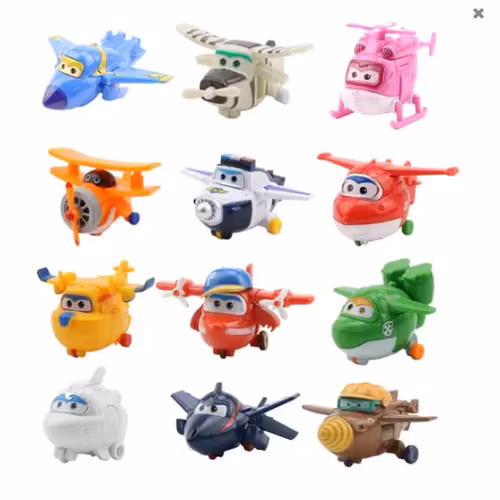 12 st Mästerflygarna Deluxe Super Wings Transformera Mini Figurer Leksak