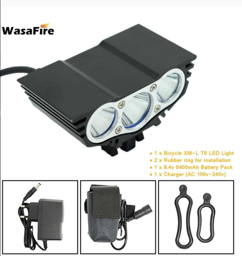 Superstark 5000 Lumens X3 Cykellampa 3 * T6 LED Cykel Framljus 4 Lägen Mountain Bike Strålkastare + 18650 Batteripaket