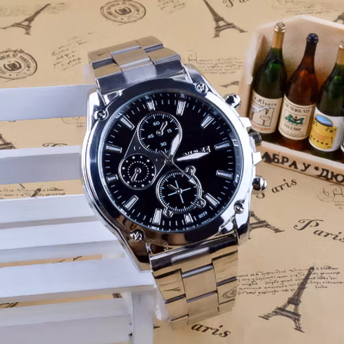 GEMIXI Armbandsklocka  Exquisite Processing Business About Men Stainless Rostfritt Steel Stål Band Machinery Sport Quartz Watch Klocka