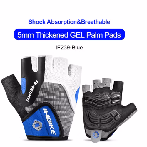 INBIKE Stötsäker Cykelhandskar Träningshandskar Sporthandskar Män Kvinnor Cykel Gym Fitness Handskar Klättring MTB, Blå