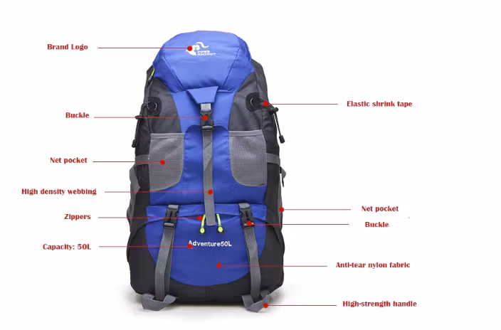 50L Camping Ryggsäck Backpack Hiking Vattentät Trekking Bag Man/Woman Outdoor Travel Rucksack Cykling Mountaineering